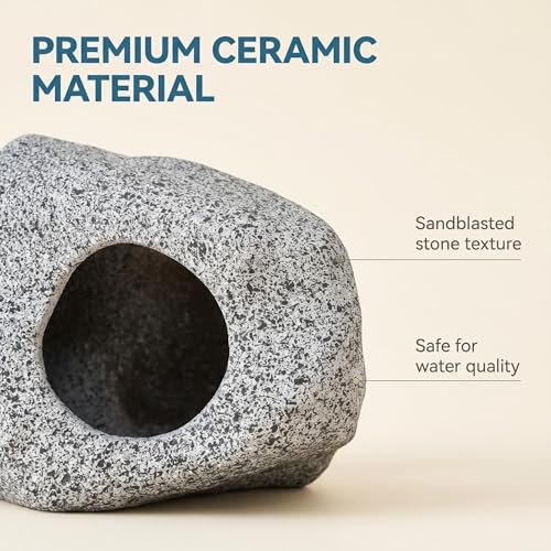 Aquarium Hideaway Rock Cave for Aquatic Pets to Breed, Play and Rest, Safe and Non-Toxic Ceramic Fish Tank Ornaments, Decor Stone for Betta