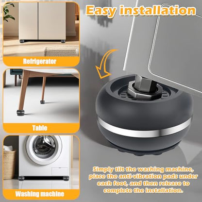 Anti Vibration Pads for Washing Machine, 4Pcs Anti-Vibration Mat Isolation Pads, Stop Walking, Reduce Noise & Shaking, Washer Dryer Rubber Mat