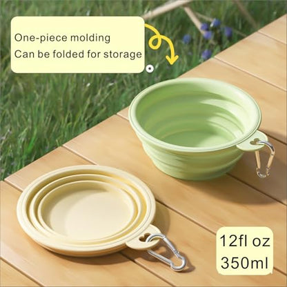 Collapsible Silicone Bait Bowl, Portable Foldable Fishing Bait Tray with Carabiner Clip, Green