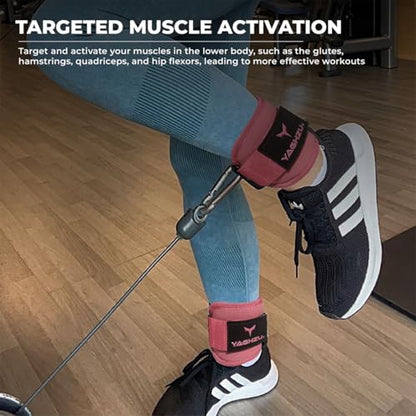 Adjustable Gym Ankle Straps for Cable Machines Women & Men, Glute Kickbacks - color: Solid Pink, size: Single