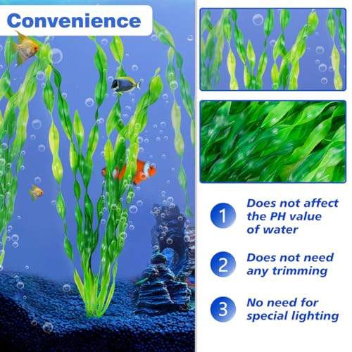 12 PCS Aquarium Artificial Seaweed Decorations 12 Inch Tall Plastic Plants Decor Large Fish Tank Accessories