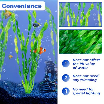 12 PCS Aquarium Artificial Seaweed Decorations 12 Inch Tall Plastic Plants Decor Large Fish Tank Accessories