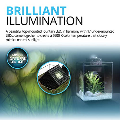 Fluval Chi II Series Aquarium Set, 5-Gallon - Aquarium Tank with Ambient LED Lighting, Flowing Water, and Elegant Design, White