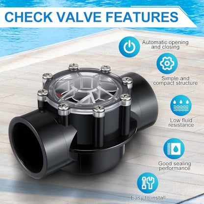 Dreyoo 2 PACK Pool Check Valve Compatible with Jandy/Pentair 2-Inch to 2-1/2-Inch Check Valve,180-degree Regulator Positive Seal & Non Lube Pump Flow Regulator for Swimming Pools and Spas - size: 2-Inch to 2-1/2-Inch