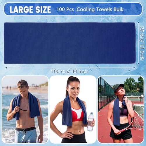 Hosuly 100 Pack Cooling Towels, 40"x12" - color: Dark Blue