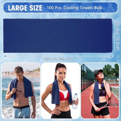 Hosuly 100 Pack Cooling Towels, 40"x12" - color: Dark Blue
