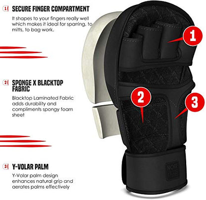 RDX MMA Hybrid Sparring Gloves, Maya Hide Leather, Open Ventilated Palm, Padded Mitts Martial Arts Kickboxing Muay Thai Training Cage Fighting, Men Adult, Punching Bag and Pads Workout - size: X-Large