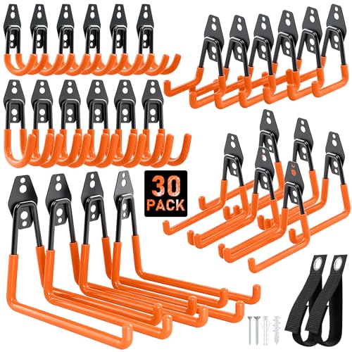 Housolution Steel Garage Hooks - 30Pack Anti-Slip Coating, Orange - color: Orange