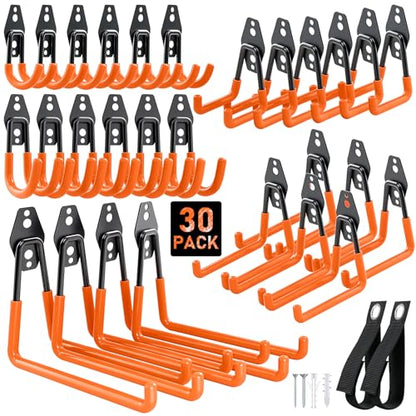 Housolution Steel Garage Hooks - 30Pack Anti-Slip Coating, Orange - color: Orange