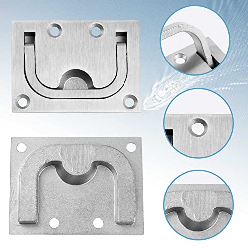 Stainless Steel Hatch Pull Flush Lift Solid Boat Ring Hatches Handles for Boat Deck Hatch Flush Ring Pull Home Furniture Drawer Cabinet Recessed Lid Handle (2 Pack of Flush Ring Pull)