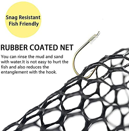 SAN LIKE Fishing Net Fish Landing Net Collapsible Fish Net with Anti-Slip Telescoping Rubber Pole Handle for Kids Adults in Saltwater Freshwater Multi-Size Extending to 37/42/43/51/69/71/89/98inch - color: Fiberglass pole,length 38.2" to 70.9"