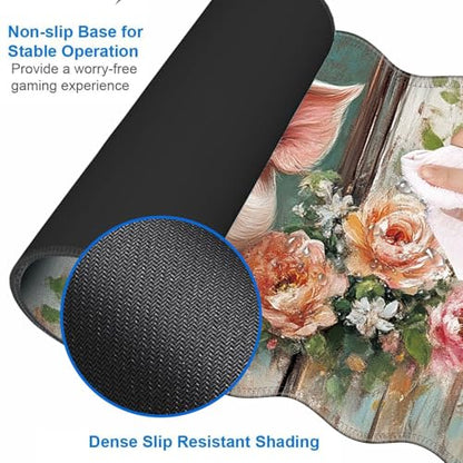 Large Gaming Mouse Pad, Keyboard Wrist Rest Pad & Wrist Support Mousepad Set, Stitched Edge, Extended, Non-Slip Base, Memory Foam Desk Mat for Office, Home,Funny Pig - color: Funny Pig