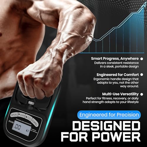 Hand Grip Strength Tester 396lbs/180kg Digital Dynamometer with LED Display, Adjustable Handle, Forearm Trainer for Gym, Rehab & Athletes