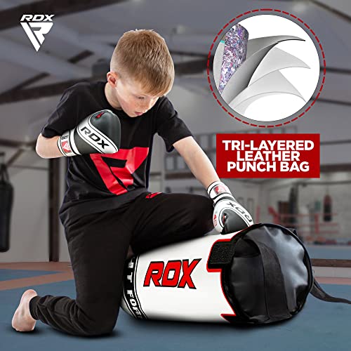 RDX Kids Punching Bag 2FT, Unfilled Set for Boys Girls, Non Tear Maya Hide Leather Junior Hanging Bag, Kickboxing MMA Muay Thai Taekwondo Karate Home Gym Strength Training
