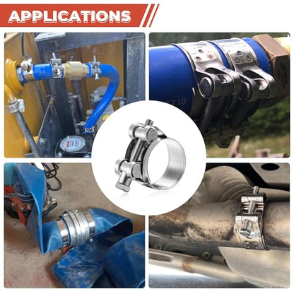 AKIHISA T-Bolt Hose Clamp,20-22mm OD Range 304 Stainless Steel Pipe Strap Clamp, Adjustable Heavy Duty Tube Clamp (4Pack, 0.79" to 0.87") - size: 20-22mm 4pack