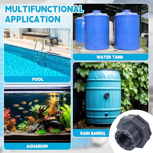 2 Pcs 1-1/4 Inch Bulkhead Fitting PVC Water Tank Connector Plumbing Pipe Threaded Bulkhead Fitting NPT for Rain Barrels, Water Tanks, Aquariums, Tubs, Pools - size: 1-1/4 Inch