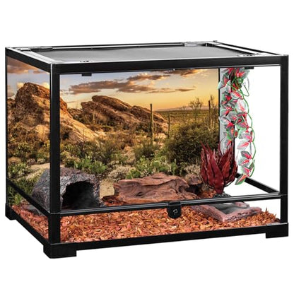 AWERT Reptile Habitat Background Blue Sky Oasis Cactus Sun and Desert Terrarium Background 24x12 inches Durable Polyester Background - size: 24x12 inches