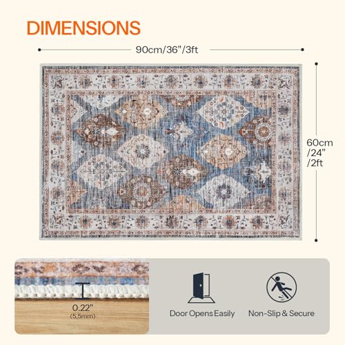 HOOBRO 20 Gallon Fish Tank Stand with Power Outlets and LED Light, 2 x 3 ft Area Rugs Washable, Metal Frame Aquarium Stand, Small Rug for Entryway Kitchen Bathroom Door Mat Indoor, BB40UDFT01-BU01AR01