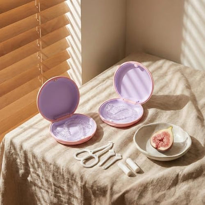 2 Pack Retainer Case, Slim Aligner Case for Invisalign with Tool Kit - color: 2 Pack - Pink & Lavender