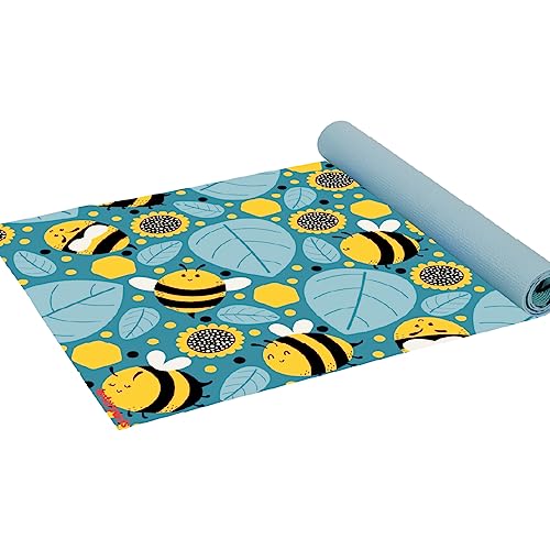 Antsy Pants Kids Yoga Mat - Non-Slip Exercise Mat, 60" x 24", 3mm - color: Yellow Bumble Bees