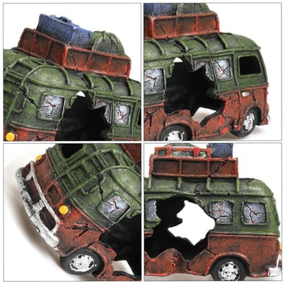 Aquarium Resin Ornament Car Wreckage for Fish Tank Underwater Landscape Decoration Hiding Cave Hideouts House Plants Supplies Decor Accessories