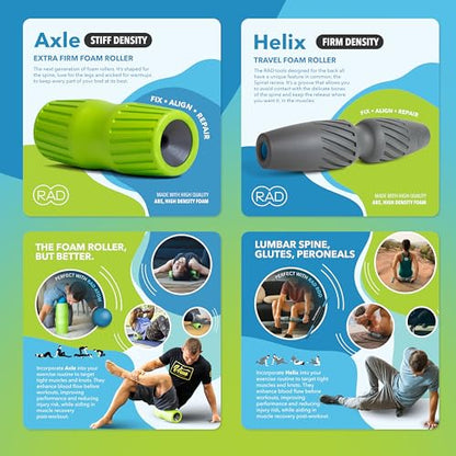 RAD All-in Complete Myofascial Release and Muscle Recovery Set - Includes Exercise Foam Rollers, Multi-Use Yoga Block, Peanut & Massage Balls, Neuro Ball Foot Roller, and Massage Stick - style: Recovery Set – 7-Piece