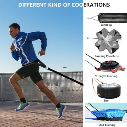 Sled Pulling Belt Set, Adjustable Waist Strap with Pulling Rope | 2Pcs Sled Tire Training Suit to Have Strength Agility Power Exercise Help to Enhance Full Body Building Indoor and Outdoor - size: 6.6ft