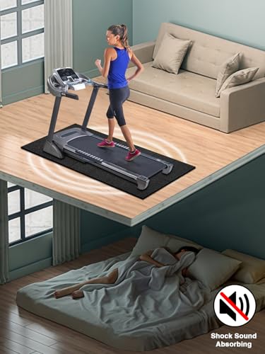 Treadmill Mat, 5'x2.5'/5.6'x2'/6.5'x3'/8'x3',6mm Thickness Exercise Equipment Mat for Carpet Hardwood Floors, Compatible with Walking Pad,Spin Bike,Elliptical Trainer,Rowing Machine - size: 78"L x 40"W x 0.2"Th