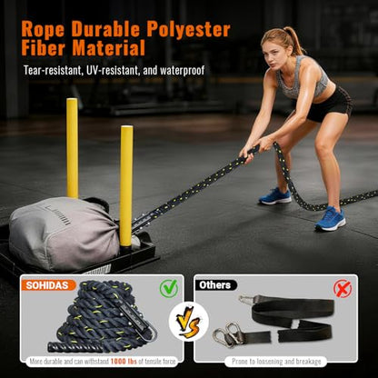 30FT Weight Sled Rope Workout Sled Pulling Ropes, Sled Push Gym Equipment Weight Sled Pull Rope for Training Tire Pulling Workout Fitness Resistance Football Exercise Equipment for Men Women - size: 1.5IN 30FT Sled Rope
