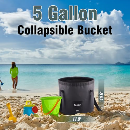 Portable Camping Shower, [10000mAh Rechargeable], 5-Speed with Collapsible Bucket with Handle 20L, IPX8 Waterproof, LED Display Camp Shower Pump, Perfect for Hiking, Travel, Cars & Pets