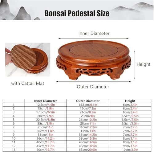 Round Wooden Pedestal Riser Stand for Indoor Plants Fish Tanks & Bonsai - 20cm/7.9in Display Base for Living Room Decor & Greenery Showcase，Inner Diameter 30cm/11.8in - size: 30cm/11.8in