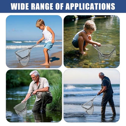 Fishing Net Minnow Nets with Aluminum Collapsible Telescopic Fishing Pole Handle and Nylon Mesh, Small F-ishing Landing Net for Saltwater Freshwater