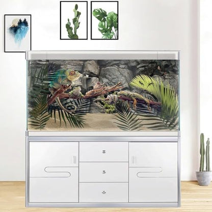 36X18IN Stone Aquarium Background, Rock Fish Tank Background, Natural Rocky Glass Terrarium Background with 8 EVA Double-Sided Tape - color: Stone, size: 36X18in/90X45cm