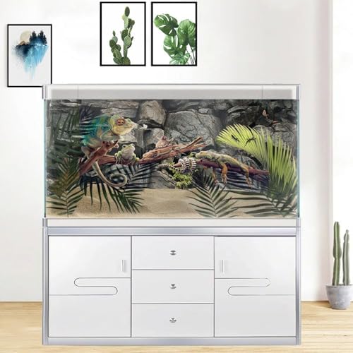 24X16IN Stone Aquarium Background, Rock Fish Tank Background, Natural Rocky Glass Terrarium Background with 8 EVA Double-Sided Tape - color: Stone, size: 24X16in/60X40cm