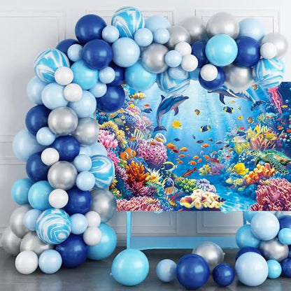 8x6ft Under The Sea Backdrop Underwater World Coral Reef Photography Background for Ocean Theme Birthday Baby Shower Party Decorations (8x6FT（240x180cm）) - size: 8x6FT（240x180cm）