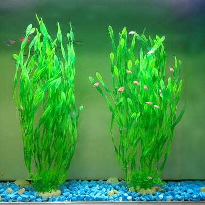 25.98 Inch Tall Aquarium Plants – 2 Pcs Fish Tank Plants Plastic, Large Lifelike Artificial Fish Tank Decorations, Durable & Safe for Freshwater/Saltwater Aquariums (Green (Style B))