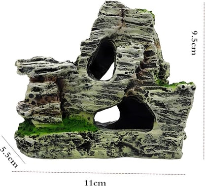 Artificial Moss Rock Cave Aquarium Decor, Fish Tank Hideout, Mountain Terrain Ornament