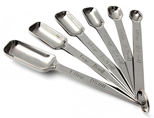 6 Pcs Set Stainless Steel Measuring Spoon (Square spoon)