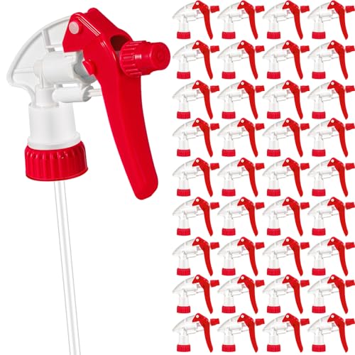 Hushee 48 Pack 28-400 Replacement Trigger Spray Nozzles Only, No Bottle, Heavy Duty Bottle Sprayer for Industrial Home Use, Fit for 32 oz, 16 oz, 8 oz Plastic and Glass Bottles(Red) - color: Red