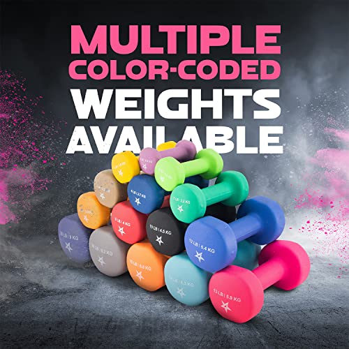 Yes4All Neoprene Dumbbells, Pairs and Sets with Rack for Home Workouts - color: K. Pink - 13lbs - Pair, style: Pair