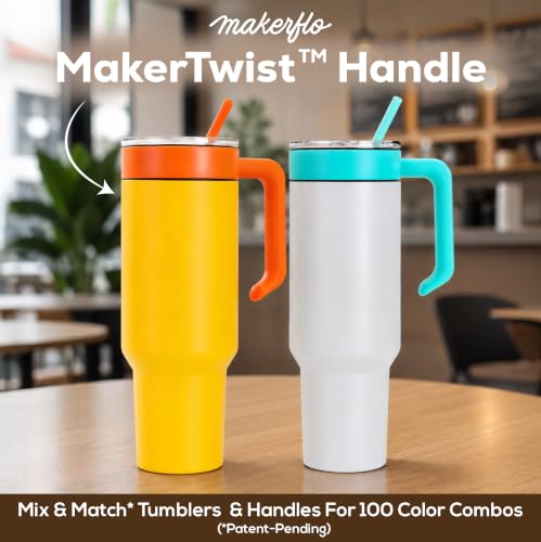 makerflo 40 oz Blue Powder Coated Tumbler Pack of 25 with MakerTwist™ System, Twist-On Handle Option (Handle Sold Separately) Customizable Blank Tumbler, Ideal for Laser Engraving, UV DTF, Epoxy - color: Blue, size: Case of 25