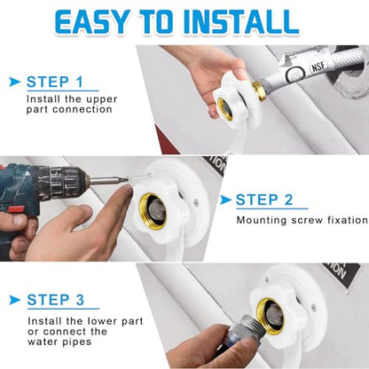 RV City Water Inlet with Check Valve, RV Fresh Water Inlet Replacement, Lead-free Brass 3/4 NH Female to 1/2 NPT Male, RV Water Inlet Connection for RV Camper Motorhome Trailer Marine, White - color: White