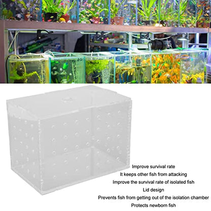 Fish Breeder Box, Aquarium Fish Breeding Box, High Transparency Acrylic Hatchery Incubator Tank with Suction Cups for Baby Fish Shrimp Clownfish Isolation and Rearing (9 * 6 * 7CM) - size: 9*6*7CM