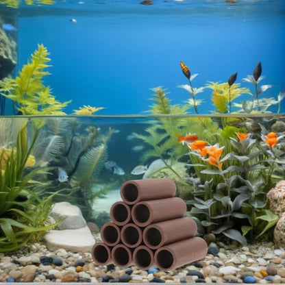 BESTYASH Pottery Shelter Cave Shrimp Breeding Tube Aquarium Hideaway Pipe Fish Tank Hiding Spot Ornament for Freshwater Shrimp Habitat
