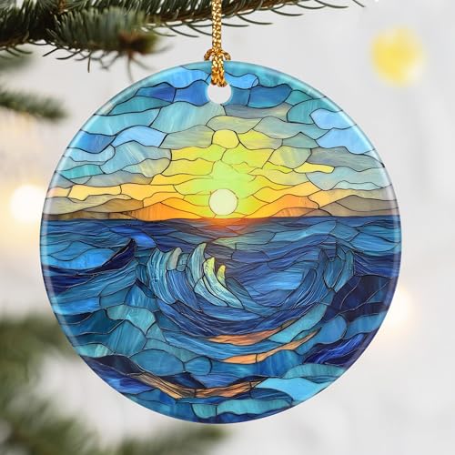 Christmas Ornaments, Dodosky 2.8in Ceramic Sunrise Ornament, Xmas Decor, Christmas Tree Ornaments, Xmas Decorations for Tree, Holiday Ornament, Gift Ideas, Sunrise Lover Gift, Gifts for Family, Friend - color: Sunrise