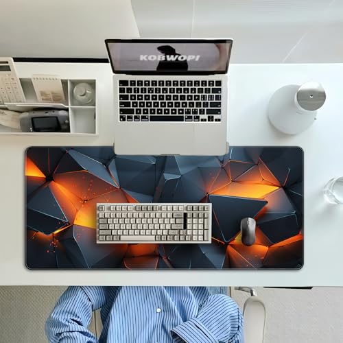 35.4 x 15.7 in, XXL Large Mouse Pad for Desk, Extended Keyboard Mouse Mat for Computer Office, Big Mouse pad with Stitched Edges, Gaming Pc-Abstract Lines on a Black - color: Abstract Space Tearing