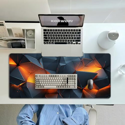 35.4 x 15.7 in, XXL Large Mouse Pad for Desk, Extended Keyboard Mouse Mat for Computer Office, Big Mouse pad with Stitched Edges, Gaming Pc-Abstract Lines on a Black - color: Abstract Space Tearing