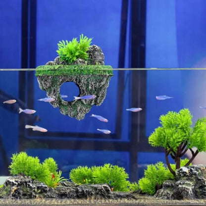 Aquarium Floating Island Decorations,Fish Tank Decorations, Interactive Fish Tank Toy for Betta Fish, Guppies, Goldfish, Shrimps, and Hermit Crabs