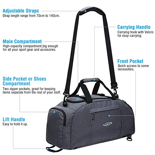 G4Free 40L Foldable 3-Way Travel Bag Sports Bag with Shoe Compartment Men Women Gym Bag Luggage for Sports Fitness Gym Holiday, Snow Ni-Grey, 40L - color: Snow Ni-Grey
