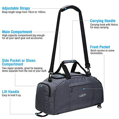 G4Free 40L Foldable 3-Way Travel Bag Sports Bag with Shoe Compartment Men Women Gym Bag Luggage for Sports Fitness Gym Holiday, Snow Ni-Grey, 40L - color: Snow Ni-Grey